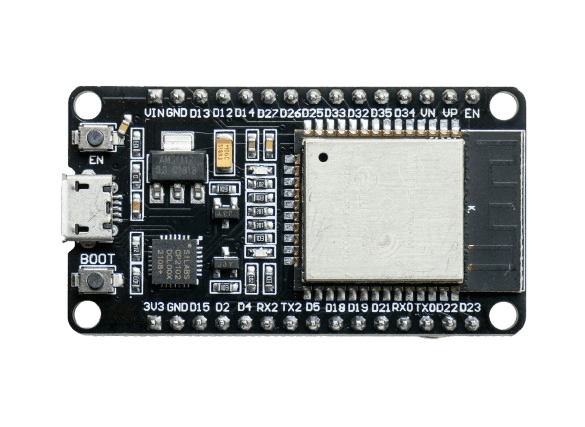 The ESP32 microcontroller board used to build the working MVP.