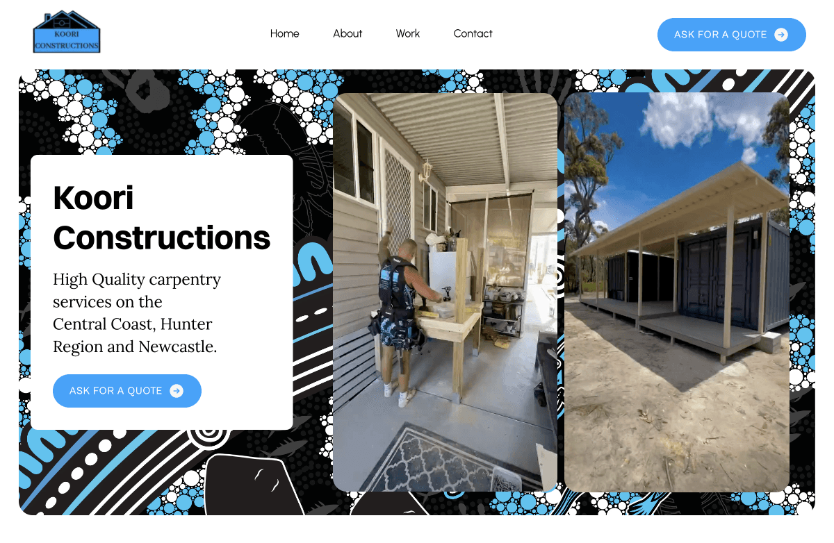 Koori Constructions, a carpentry business website